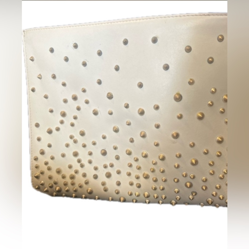 Christian Louboutin Gold Studded Leather Clutch - Picture 2 of 6